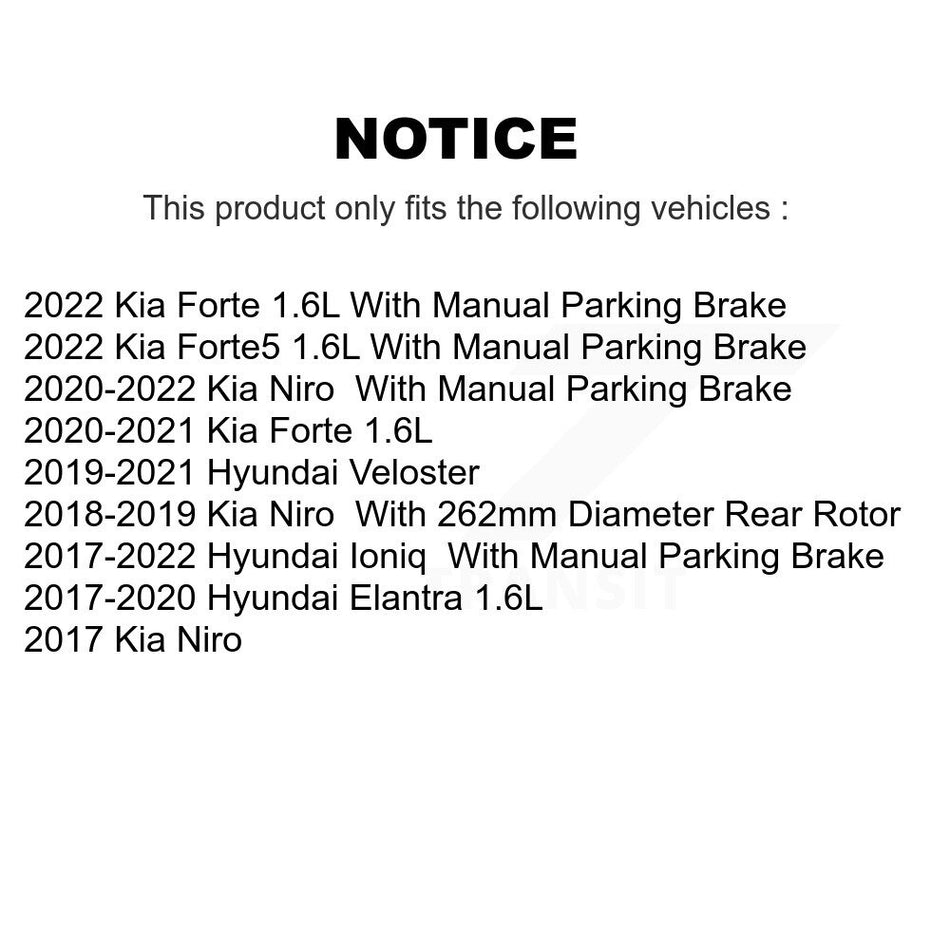 Rear Coated Brake Rotor Ceramic Pad Kit For Hyundai Elantra Kia Forte Ioniq Niro Veloster KGA-103950