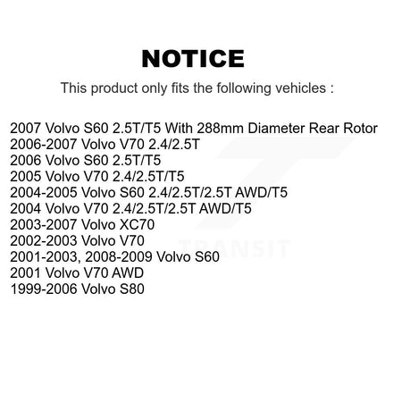 Rear Coated Disc Brake Rotors And Semi-Metallic Pads Kit For Volvo S60 XC70 V70 S80 KGA-103999