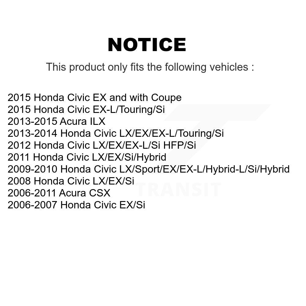 Rear Coated Disc Brake Rotors And Ceramic Pads Kit For Honda Civic Acura CSX ILX KGA-104005
