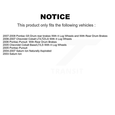 Front Rear Brake Rotor Ceramic Pad Coated Drum Kit (7Pc) For Pontiac Chevrolet Cobalt Ion KGA-104187