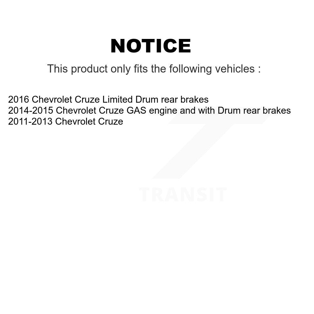 Front Rear Disc Brake Rotor Ceramic Pad Coated Drum Kit (7Pc) For Chevrolet Cruze Limited KGA-104274