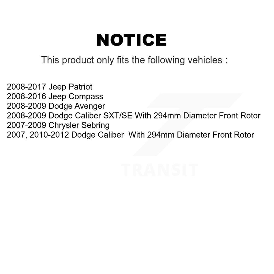 Front Rear Brake Rotor Ceramic Pad Coated Drum Kit For Jeep Patriot Compass Dodge Caliber KGA-104366