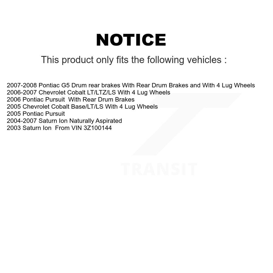 Front Rear Brake Rotor Ceramic Pad Coated Drum Kit (9Pc) For Pontiac Chevrolet Cobalt Ion KGA-104523