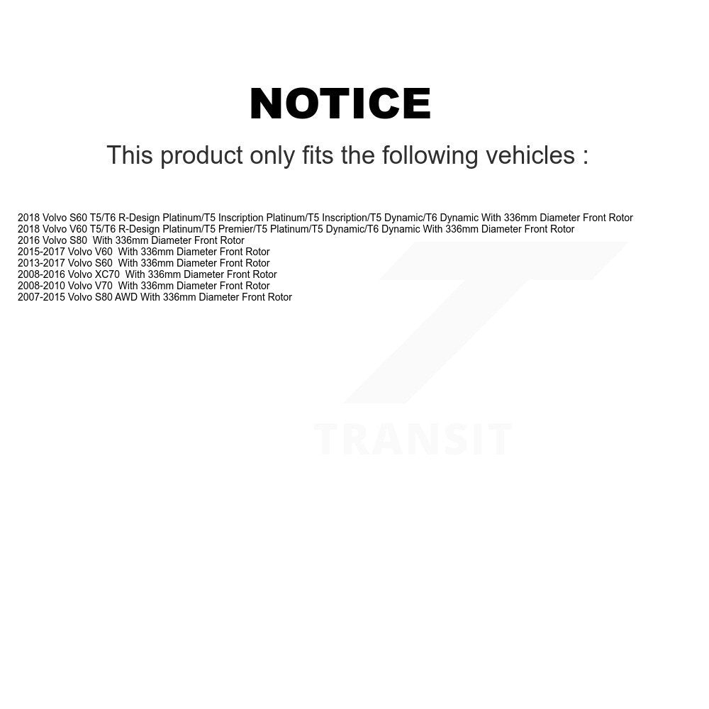 Front Coated Disc Brake Rotors And Semi-Metallic Pads Kit For Volvo XC70 S60 V60 S80 V70 KGA-104617