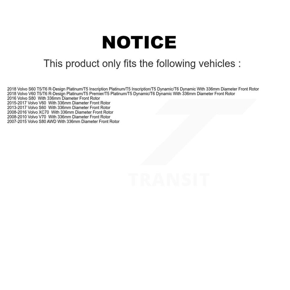 Front Coated Disc Brake Rotors And Semi-Metallic Pads Kit For Volvo XC70 S60 V60 S80 V70 KGA-104617