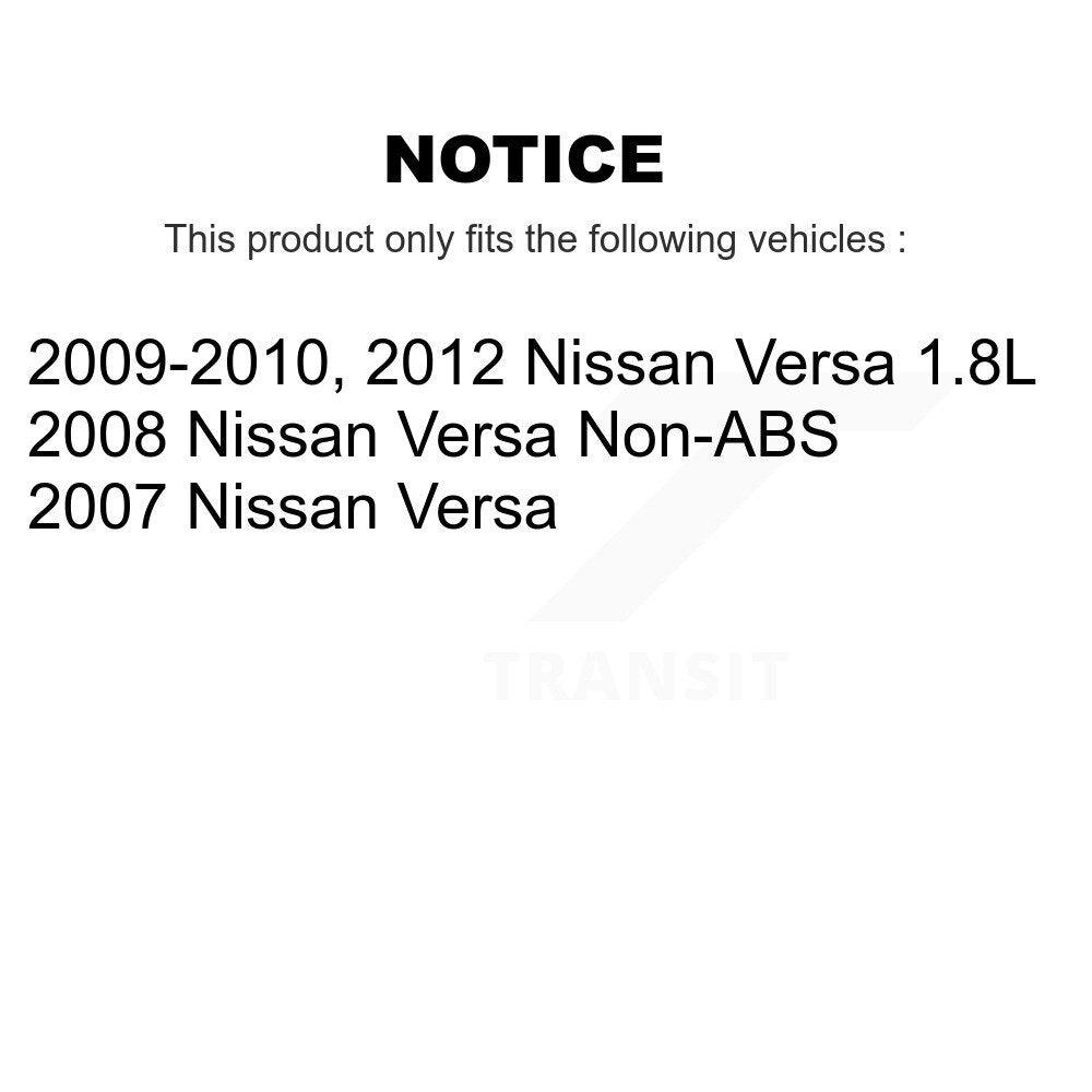 Front Rear Disc Brake Rotors Ceramic Pads And Coated Drum Kit (7Pc) For Nissan Versa KGA-105465