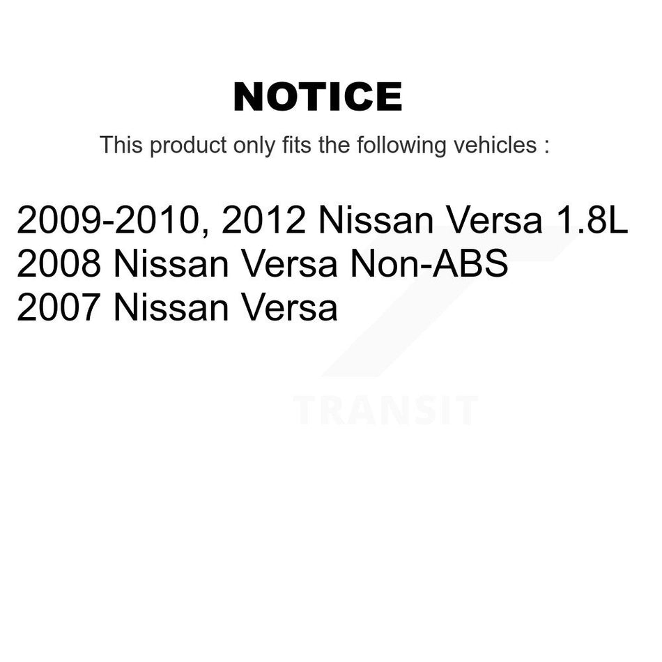 Front Rear Disc Brake Rotors Ceramic Pads And Coated Drum Kit (7Pc) For Nissan Versa KGA-105465
