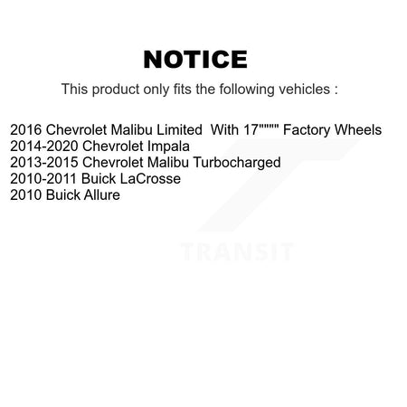Front Rear Ceramic Pad Coated Brake Rotors Kit For Chevrolet Malibu Impala Buick LaCrosse KGA-105647