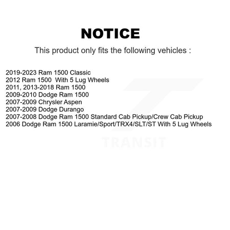 Front Rear Semi-Metallic Pad & Coated Brake Rotor Kit For Ram 1500 Classic Dodge Chrysler KGA-105674
