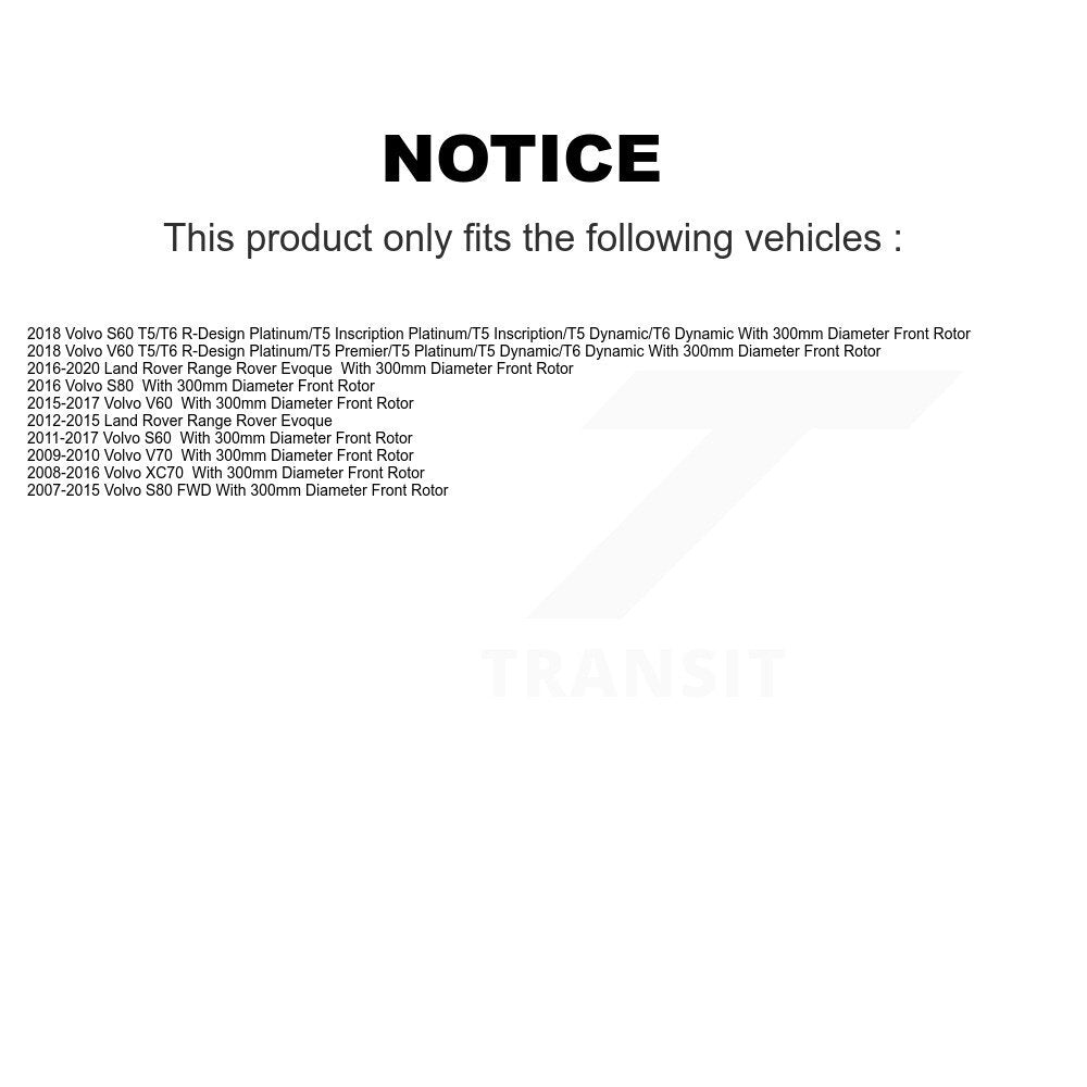 Front Coated Brake Rotor Semi-Metallic Pad Kit For Volvo Land Rover Range Evoque XC70 S60 KGA-106042