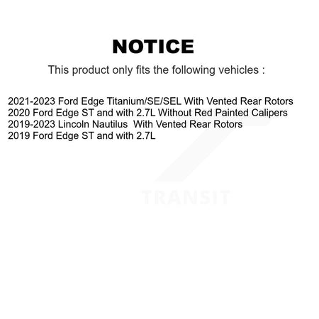 Rear Coated Disc Brake Rotors And Semi-Metallic Pads Kit For Ford Edge Lincoln Nautilus KGA-106269