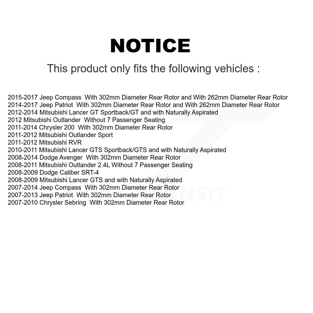 Rear Disc Coated Rotors Ceramic Pads Parking Shoes Kit For Jeep Mitsubishi Patriot Lancer KGA-106370