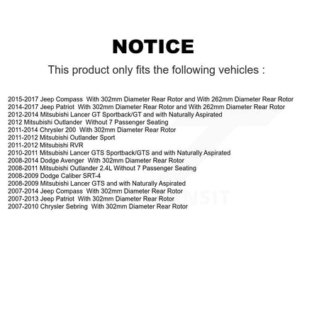 Rear Disc Coated Rotors Ceramic Pads Parking Shoes Kit For Jeep Mitsubishi Patriot Lancer KGA-106371