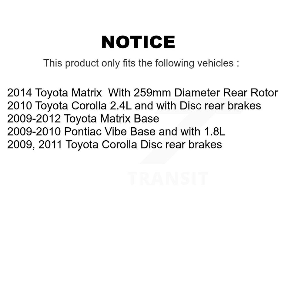 Rear Disc Coated Rotors Ceramic Pads And Parking Shoes Kit For Toyota Matrix Pontiac Vibe KGA-106476