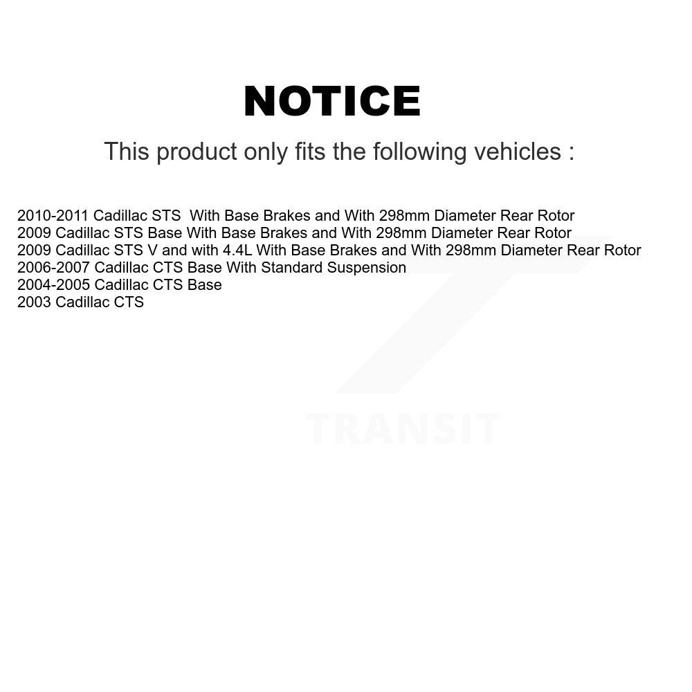 Rear Disc Coated Rotors Semi-Metallic Pads & Parking Brake Shoes Kit For Cadillac CTS STS KGA-106639