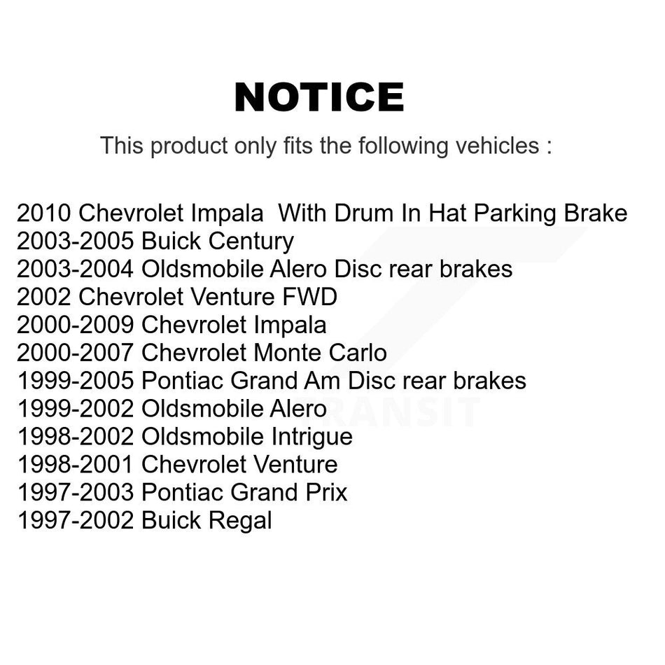 Rear Disc Coated Rotors Ceramic Pads Parking Shoes Kit For Chevrolet Impala Pontiac Grand KGA-106689