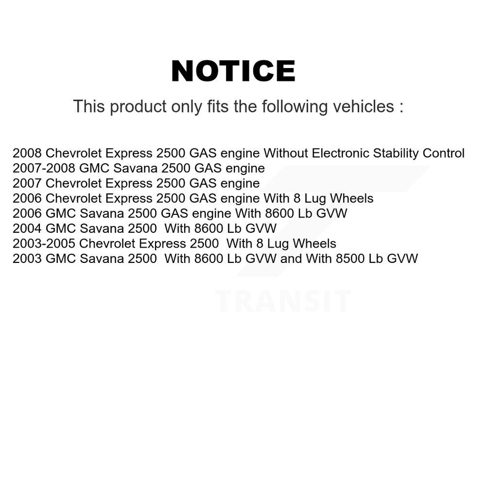Rear Disc Coated Rotors Semi-Metallic Pads & Parking Shoes Kit For Chevrolet Express 2500 KGA-106739
