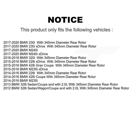 Rear Disc Coated Rotors Semi-Metallic Pads And Parking Shoes Kit For BMW 230i xDrive 228i KGA-106787