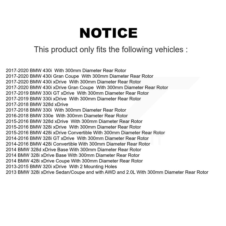 Rear Disc Coated Rotors Semi-Metallic Pads Parking Shoes Hardware Kit For BMW 328i xDrive KGA-106942