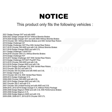 Rear Disc Coated Rotors Ceramic Pads Parking Shoes & Hardware Kit For Dodge Chrysler 300 KGA-107017