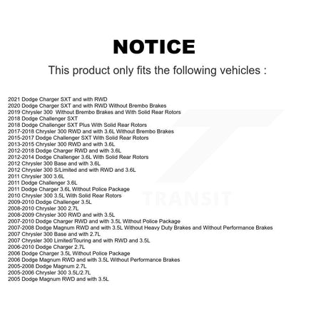 Rear Disc Coated Rotors Ceramic Pads Parking Shoes & Hardware Kit For Dodge Chrysler 300 KGA-107018