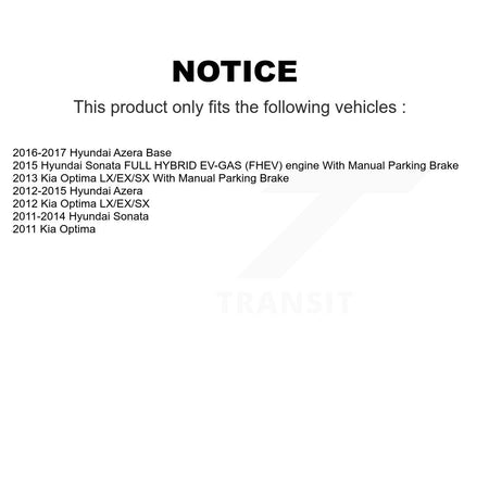 Rear Disc Coated Rotors Ceramic Pads Parking Shoes & Hardware Kit For Hyundai Sonata Kia KGA-107294