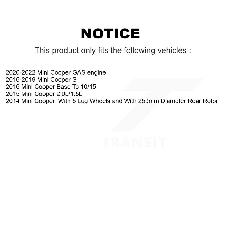 Rear Coated Disc Brake Rotors And Ceramic Pads Kit For Mini Cooper KGC-101429