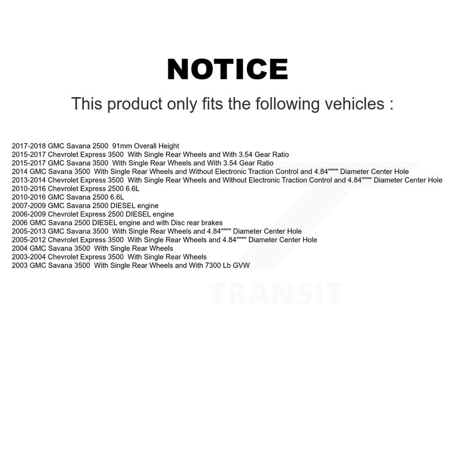 Rear Coated Disc Brake Rotors And Ceramic Pads Kit For Chevrolet Express 3500 2500 GMC Savana KGC-101440