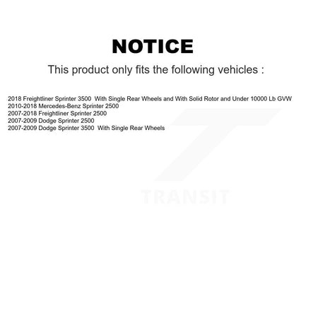 Rear Coated Disc Brake Rotor & Ceramic Pad Kit For Sprinter 2500 Mercedes-Benz Dodge 3500 KGC-101657