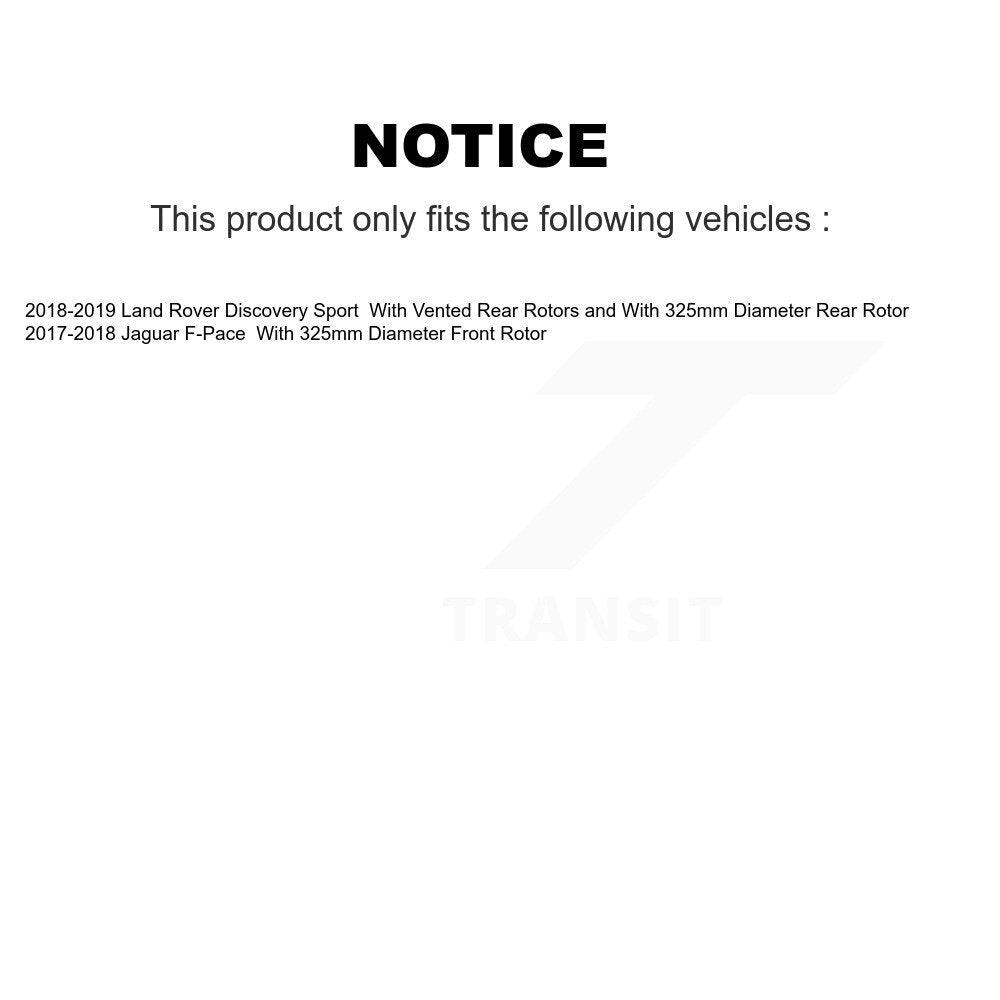Rear Coated Disc Brake Rotor Ceramic Pad Kit For Jaguar F-Pace Land Rover Discovery Sport KGC-102181