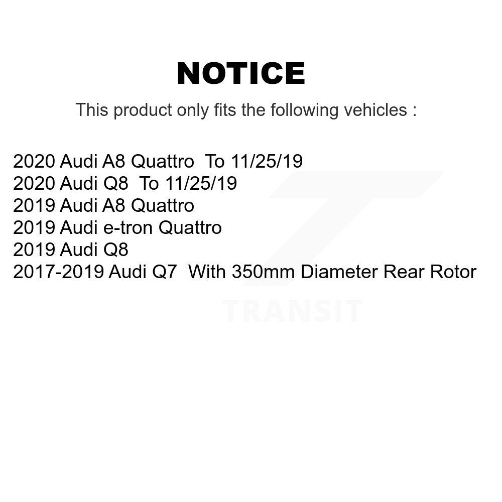 Rear Coated Disc Brake Rotors And Ceramic Pads Kit For Audi Q7 Q8 e-tron Quattro A8 KGC-102646