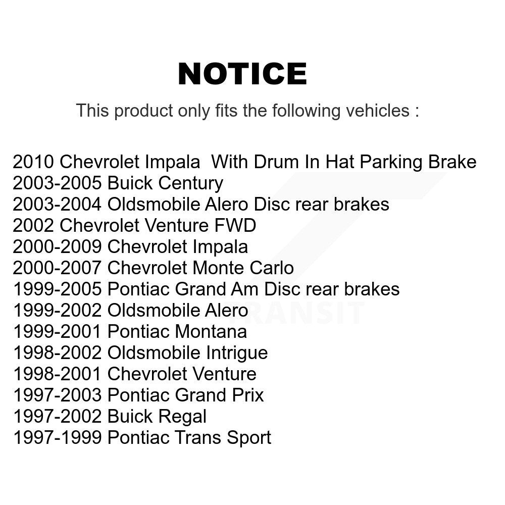 Rear Disc Coated Rotors Ceramic Pads Parking Shoes Kit For Chevrolet Impala Pontiac Grand KGC-103055