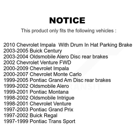 Rear Disc Coated Rotors Ceramic Pads Parking Shoes Kit For Chevrolet Impala Pontiac Grand KGC-103055