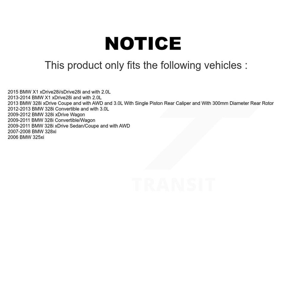 Rear Disc Coated Rotors Ceramic Pads Parking Shoes & Hardware Kit For BMW 328i xDrive X1 KGC-103294