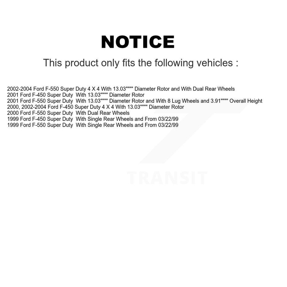 Front Coated Disc Brake Rotors And Semi-Metallic Pads Kit For Ford F-550 Super Duty F-450 KGF-100081