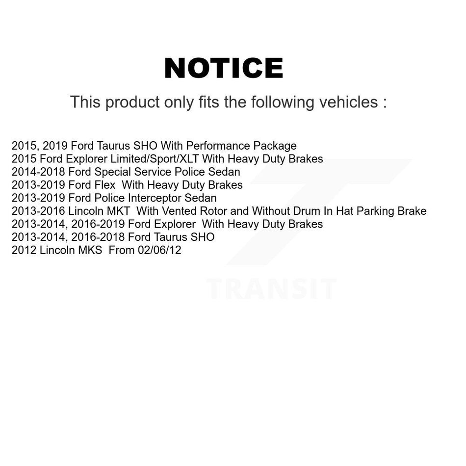 Rear Coated Disc Brake Rotors And Semi-Metallic Pads Kit For Ford Explorer Taurus Flex Police Interceptor Sedan Lincoln MKT MKS Special Service KGF-101287