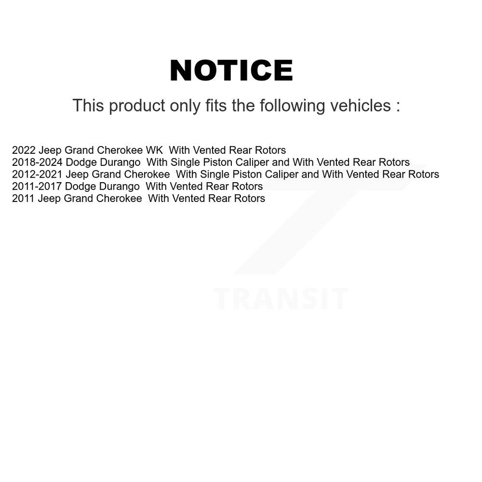 Rear Coated Disc Brake Rotors And Semi-Metallic Pads Kit For Jeep Grand Cherokee Dodge Durango WK KGF-101330