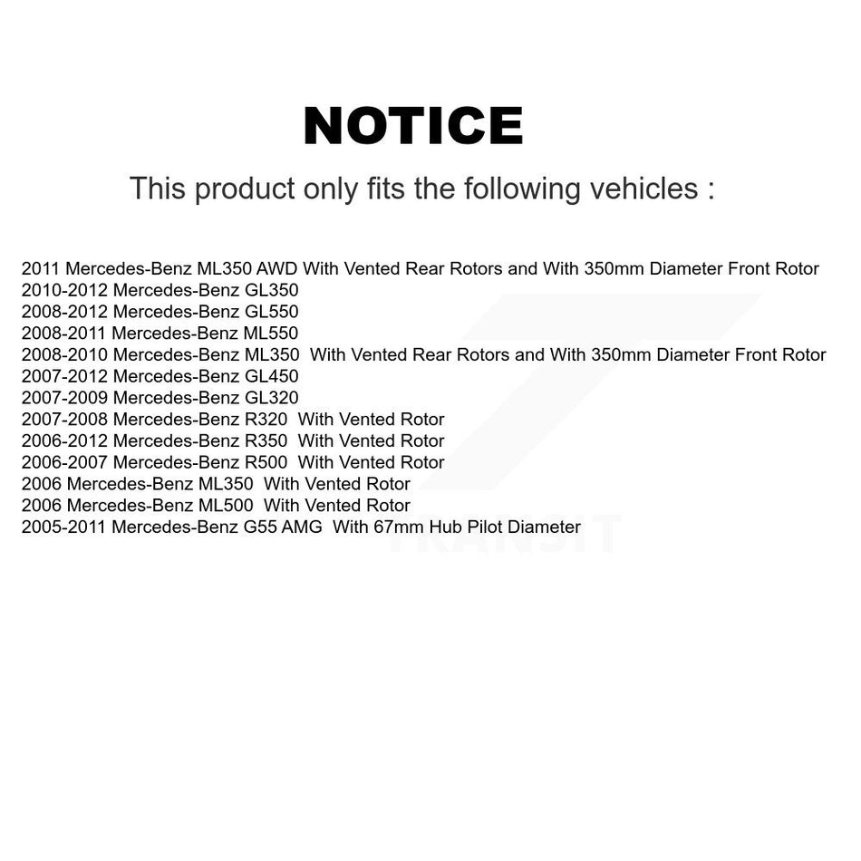 Rear Coated Disc Brake Rotors And Semi-Metallic Pads Kit For Mercedes-Benz ML350 GL450 R350 GL550 GL350 ML500 ML550 GL320 R500 R320 KGF-101433