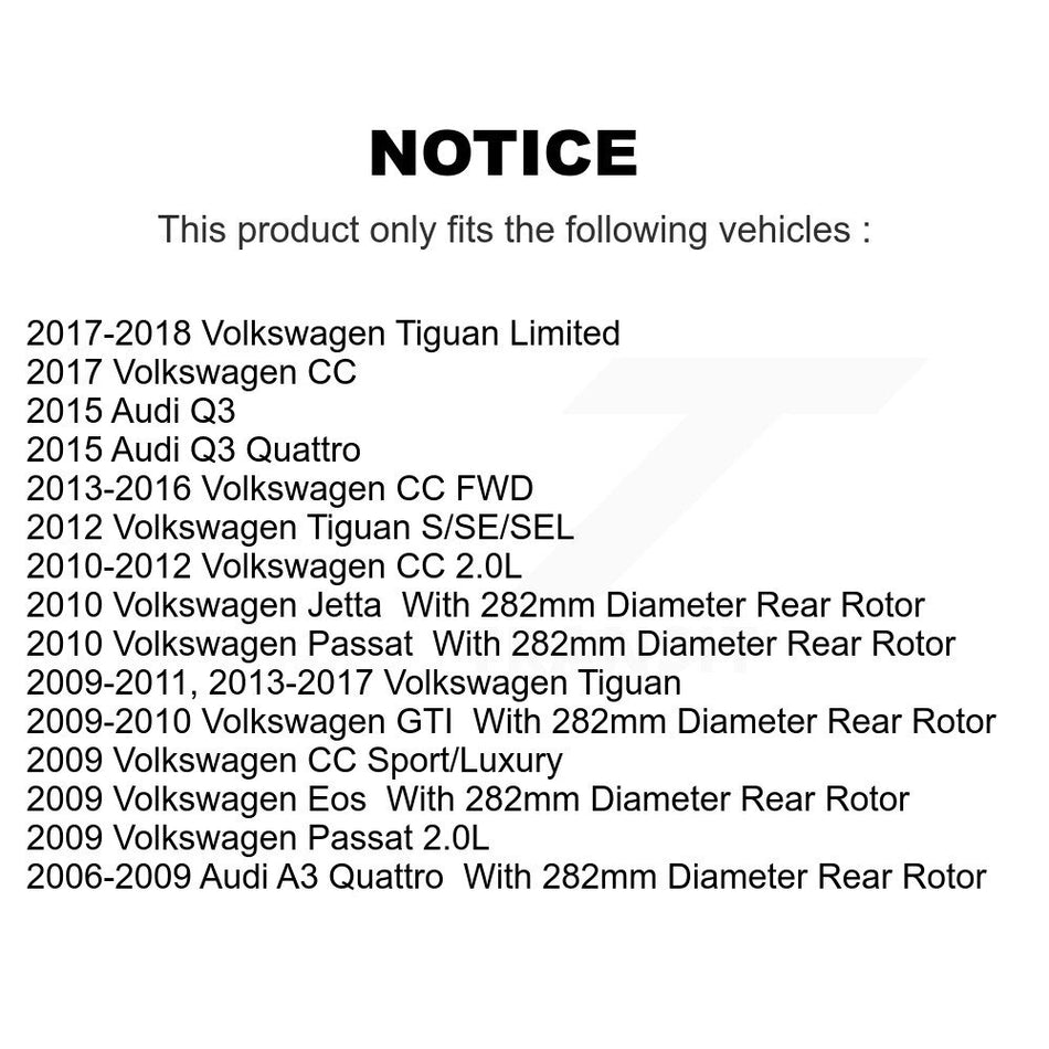Rear Coated Disc Brake Rotors And Semi-Metallic Pads Kit For Volkswagen Tiguan CC Jetta Audi Passat GTI A3 Eos Q3 Limited Quattro KGF-101505