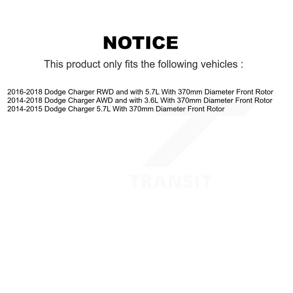 Front Coated Disc Brake Rotors And Semi-Metallic Pads Kit For Dodge Charger With 355mm Diameter Rotor KGF-102444