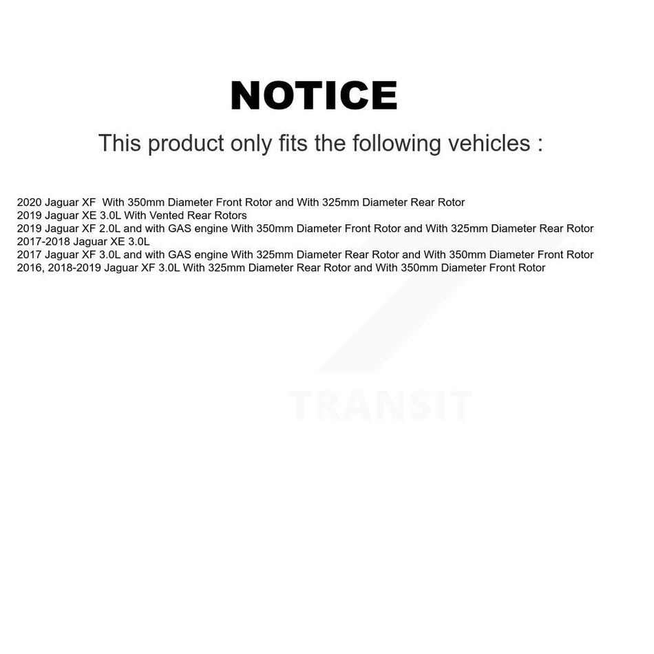 Front Rear Coated Disc Brake Rotors And Semi-Metallic Pads Kit For Jaguar XE XF KGF-102936