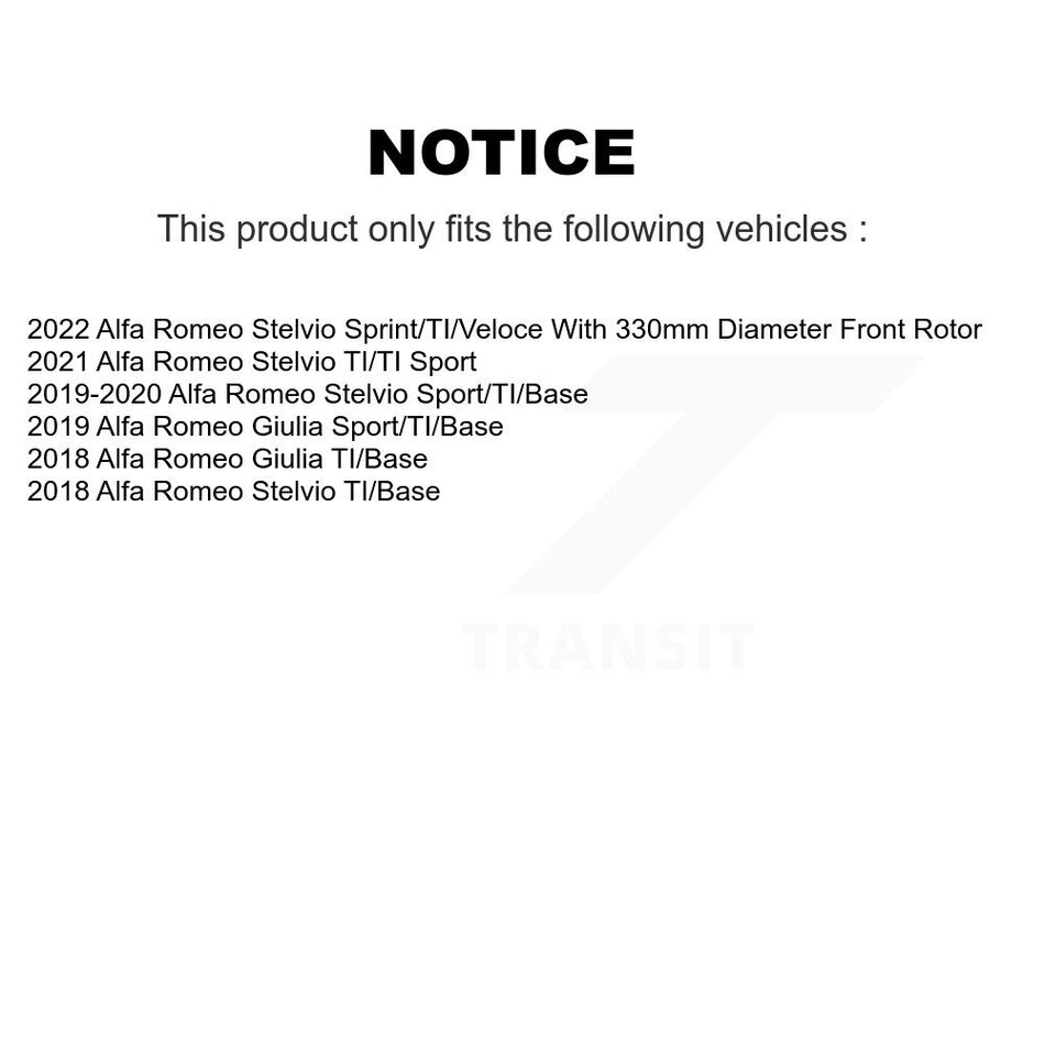 Front Coated Disc Brake Rotors And Semi-Metallic Pads Kit For Alfa Romeo Stelvio Giulia KGF-103022