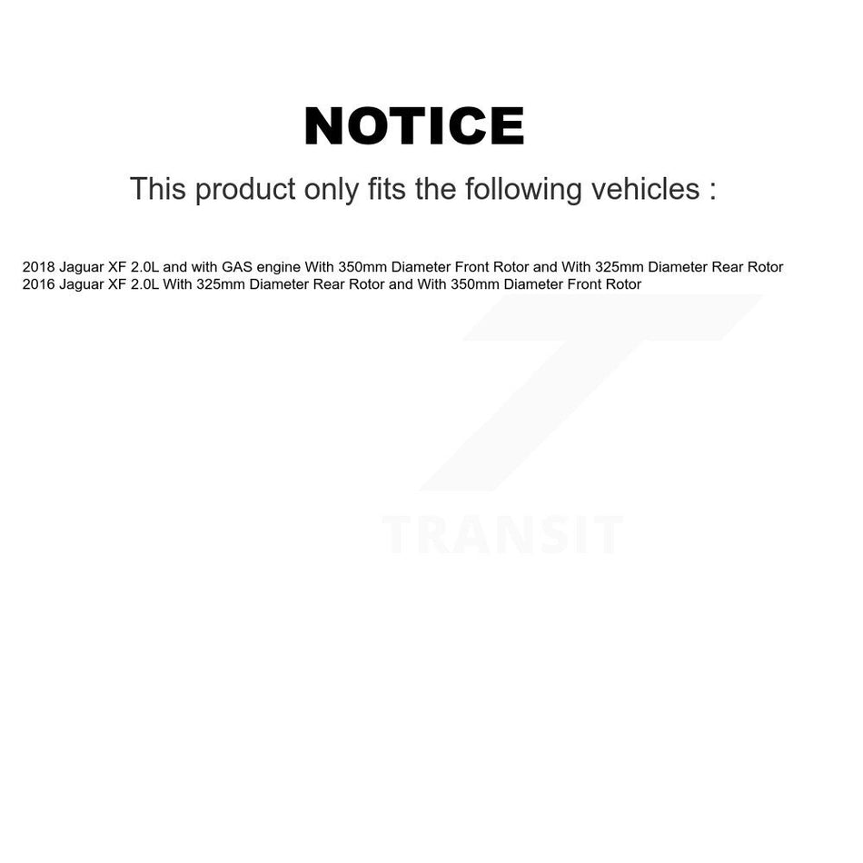 Front Rear Coated Disc Brake Rotors And Semi-Metallic Pads Kit For Jaguar XF KGF-103103