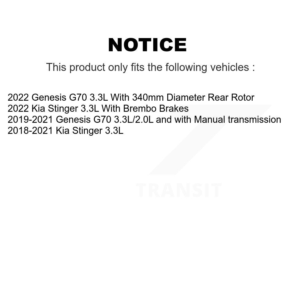 Front Rear Coated Disc Brake Rotors And Semi-Metallic Pad Kit For Kia Stinger Genesis G70 KGF-103173