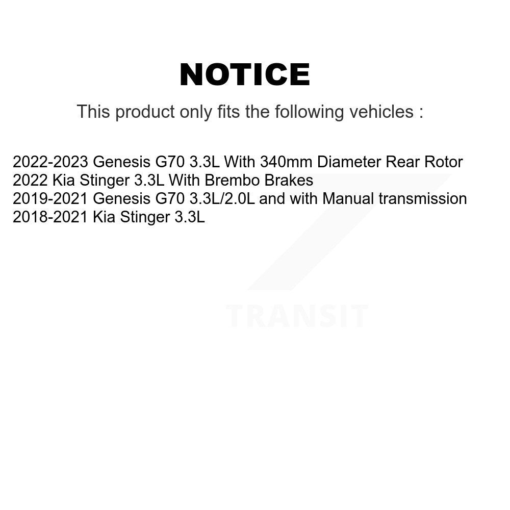Rear Coated Disc Brake Rotors And Semi-Metallic Pads Kit For Genesis G70 Kia Stinger KGF-103275