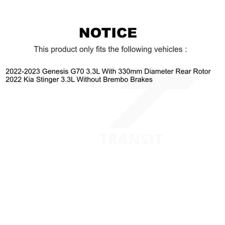 Rear Coated Disc Brake Rotors And Semi-Metallic Pads Kit For Genesis G70 Kia Stinger 3.3L KGF-103276