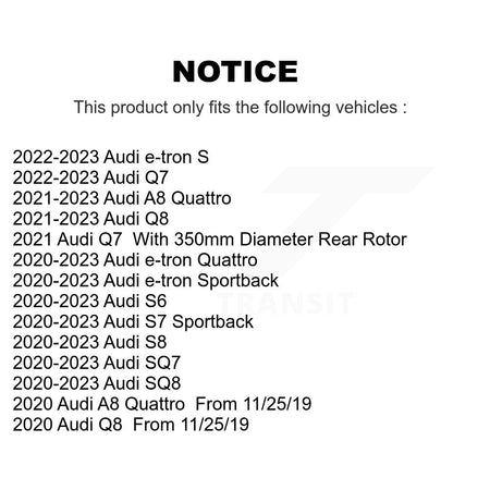 Rear Coat Brake Rotor Semi-Metallic Pad Kit For Audi Q7 Q8 e-tron Quattro SQ8 Sportback S KGF-103324