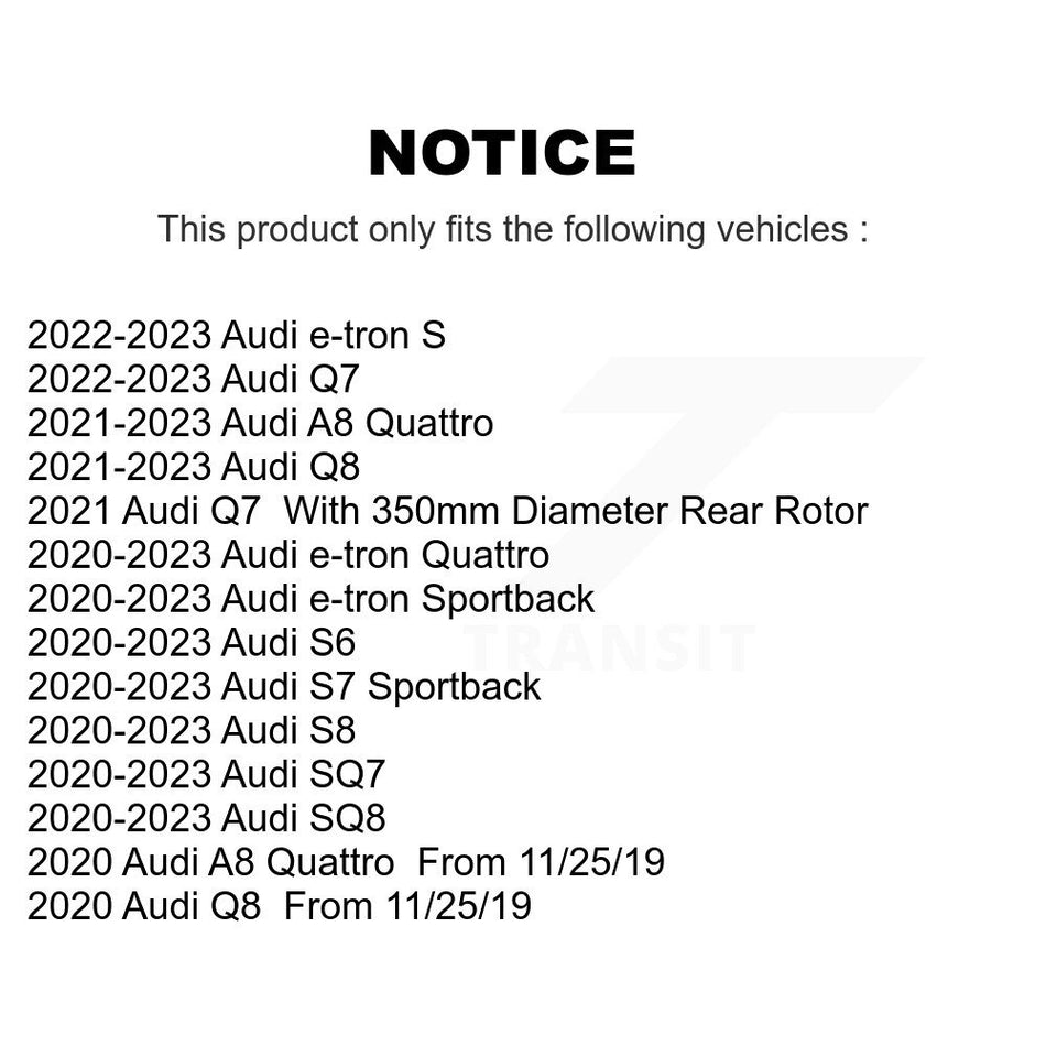 Rear Coat Brake Rotor Semi-Metallic Pad Kit For Audi Q7 Q8 e-tron Quattro SQ8 Sportback S KGF-103324