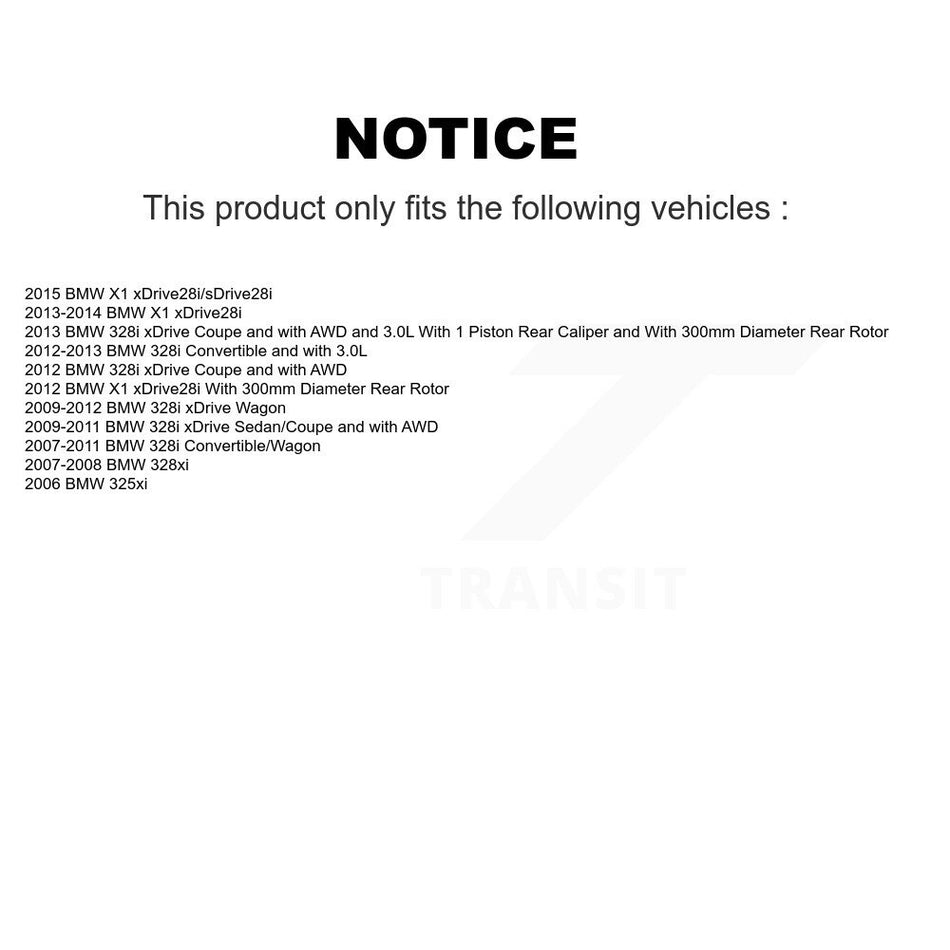 Rear Disc Coated Rotors Semi-Metallic Pads Parking Shoes Kit For BMW 328i xDrive X1 328xi KGF-103384