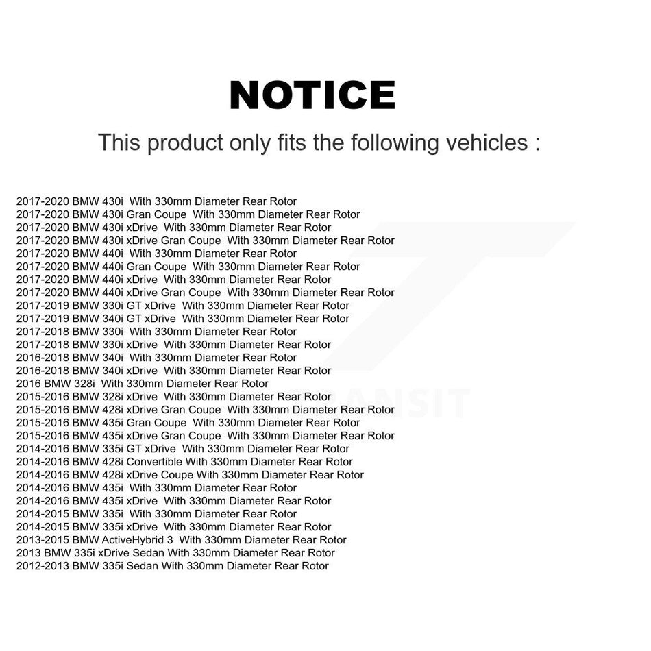 Rear Disc Coated Rotors Semi-Metallic Pads Parking Shoes Kit For BMW 330i xDrive 328i GT KGF-103391